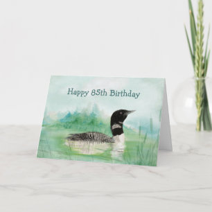Carte 85e anniversaire Humour aquarelle Loon Bird Nature