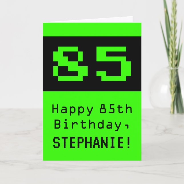 Carte 85e anniversaire : Nerdy / Geeky Style "85" et nom (Devant)