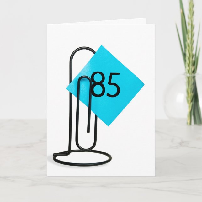 Carte 85e Anniversaire Note sur un clip papier (Devant)