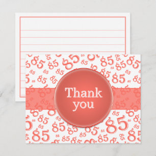 Carte 85e Remerciement : motif numérique corail/blanc