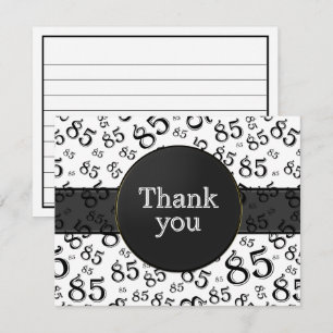 Carte 85e Remerciement : motif numérique noir et blanc