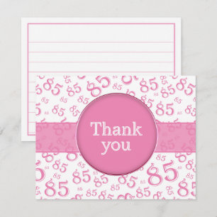 Carte 85e Remerciement : motif numérique rose et blanc