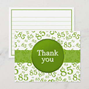 Carte 85e Remerciement : motif numérique vert/blanc