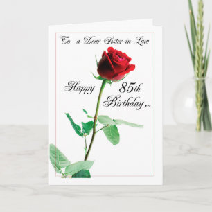 Carte 85e Soeur-en-Belle Anniversaire Rose rouge