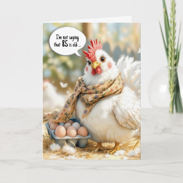 Carte 85th Birthday Hen With Eggs in Carton (Devant)