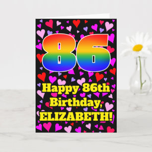 Carte 86e anniversaire : Amour Hearts Motif, Arc en ciel