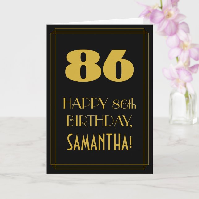 Carte 86e anniversaire ~ Art Déco Inspiré Look "86" & No (Orchidée)