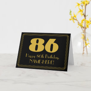 Carte 86e anniversaire : Art Déco Inspiré Look "86" & No