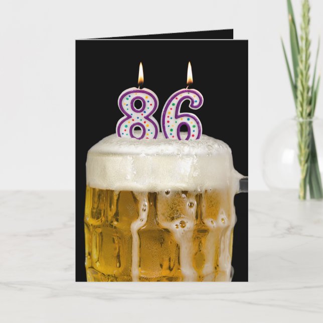 Carte 86e Anniversaire Bière en noir (Devant)