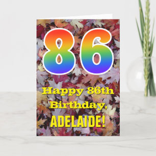 Carte 86e anniversaire; feuilles d'automne rustiques; ar