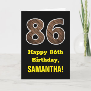Carte 86e anniversaire : Nom, Faux Motif du grain de boi