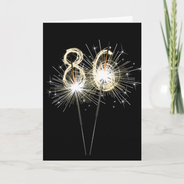 Carte 86e anniversaire Sparklers en noir (Devant)