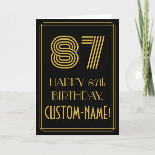 Carte 87e anniversaire : Art Déco Inspiré Look "87" & No