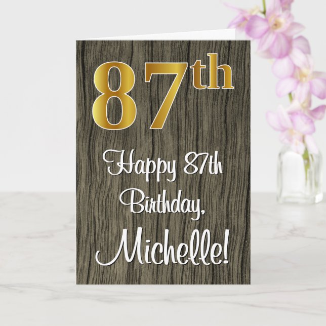 Carte 87e anniversaire : Elégant look d'or Faux #, Faux  (Orchidée)