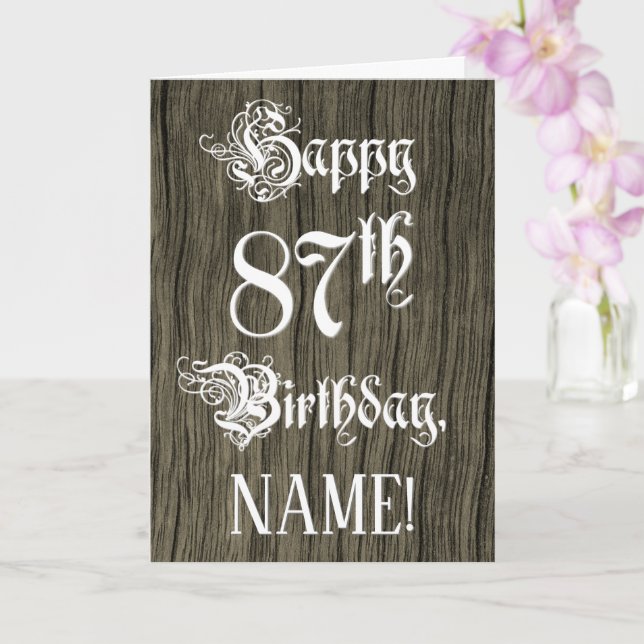 Carte 87e anniversaire : Texte élégant et raffiné; Faux  (Orchidée)