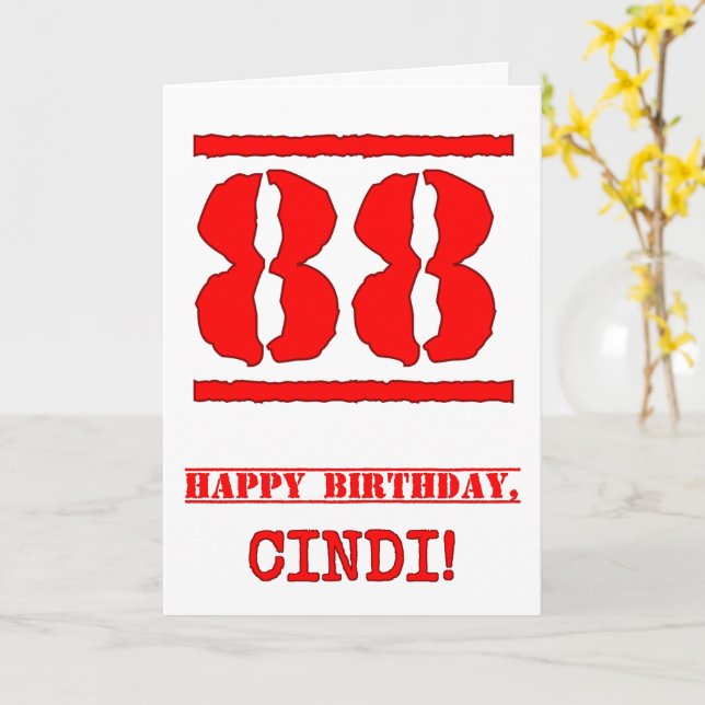 Carte 88e anniversaire : Amusant, Timbre en caoutchouc r (Fleur jaune)