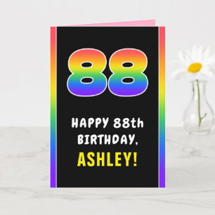 Carte 88e anniversaire : Arc-en-ciel coloré # 88, Nom pe