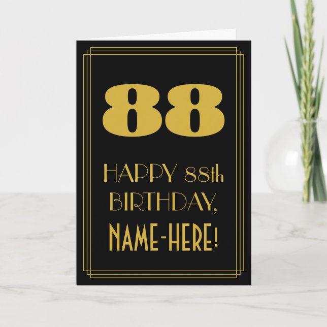 Carte 88e anniversaire - Art Déco Inspiré Look "88" & No (Devant)