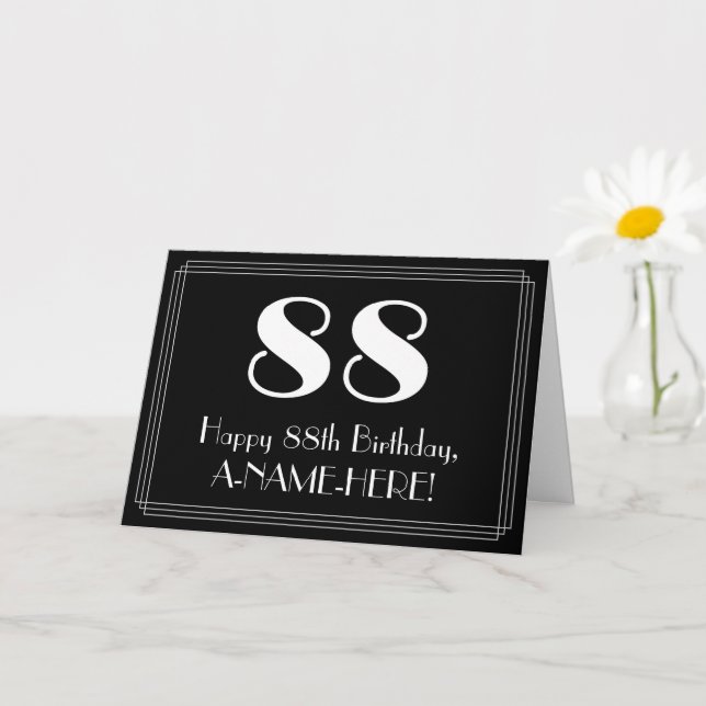 Carte 88e anniversaire ~ Art Déco Inspiré Look "88", Nom (Petite plante)