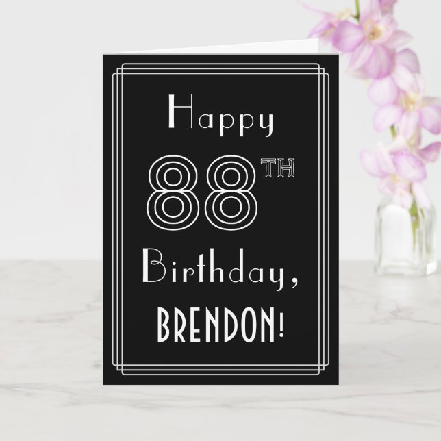 Carte 88e anniversaire : Art Déco Style # 88 & Nom perso (Orchidée)