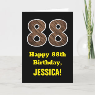 Carte 88e anniversaire : Nom, Faux Motif du grain de boi