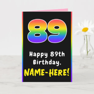 Carte 89e anniversaire : Arc-en-ciel coloré # 89, Nom pe