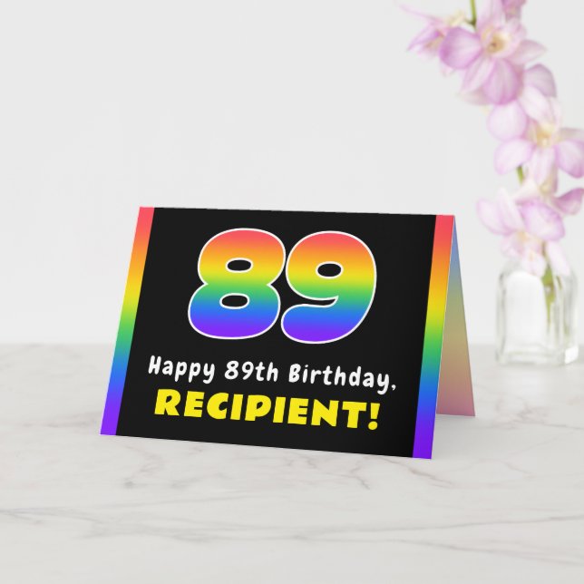 Carte 89e anniversaire : Arc-en-ciel coloré # 89, Nom pe (Orchidée)