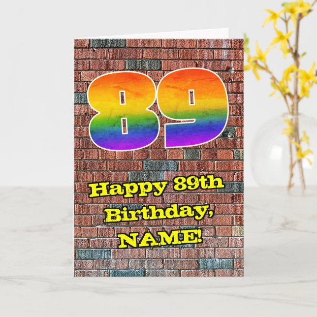Carte 89e anniversaire : Arc en ciel inspiré par les gra (Fleur jaune)