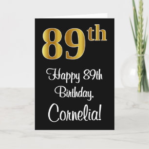Carte 89e anniversaire ~ Elégant Luxueux Faux Gold Look 