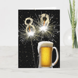 Carte 89e anniversaire Sparklers avec Beer Mug