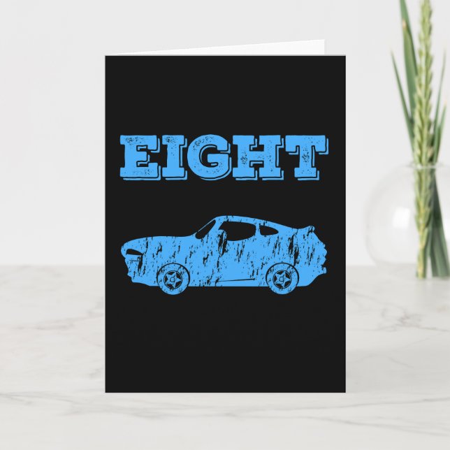Carte 8 Ans 8e anniversaire Boy Muscle Voiture (Devant)