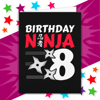 Carte 8 Ans Ninja Party Stars Enfants 8e anniversaire