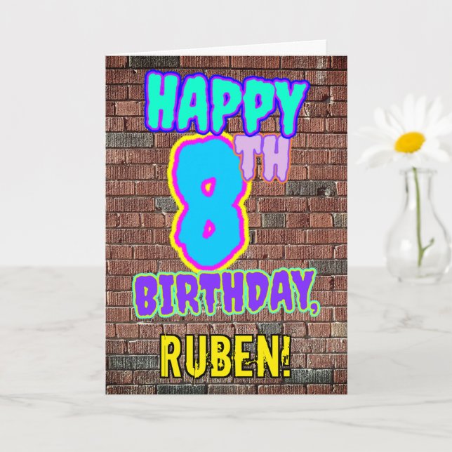 Carte 8e anniversaire - Amusant, Graffiti urbain inspiré (Petite plante)