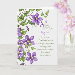 Carte 8e Anniversaire de Mariage Clematis Vigne Sentimen