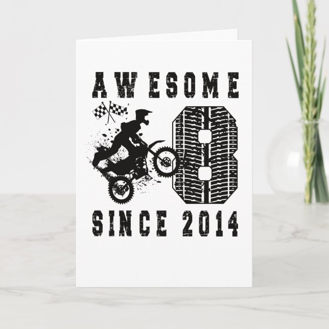 Carte 8e anniversaire Gift Dirt Bike Boy Né en 2014 (Devant)