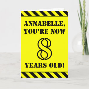 Carte 8e anniversaire : Jeu de style de crayon, Nom pers