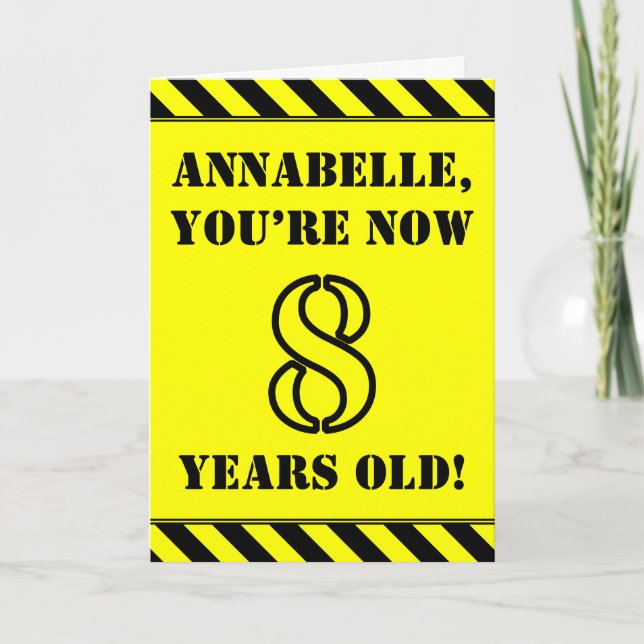 Carte 8e anniversaire : Jeu de style de crayon, Nom pers (Devant)