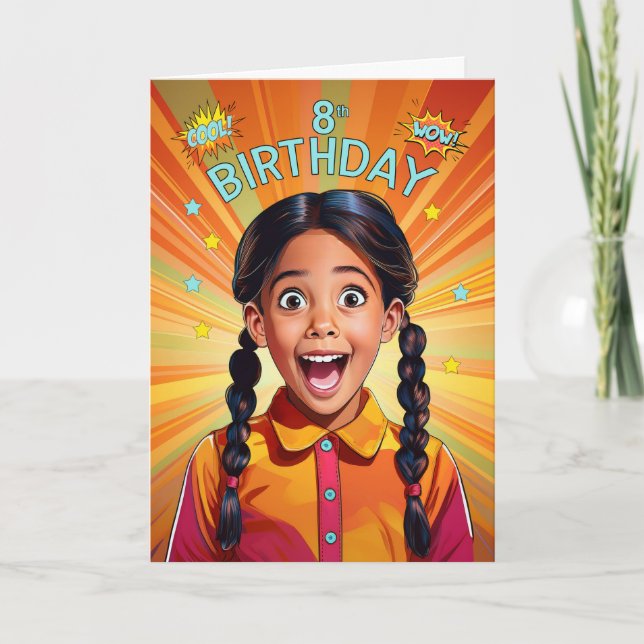 Carte 8e anniversaire latino-américain style pop art (Devant)
