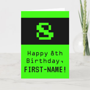 Carte 8e anniversaire : Nerdy / Geeky Style "8" et nom