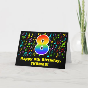 Carte 8e anniversaire - Symboles de musique colorée & Ar