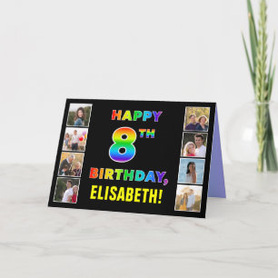 Carte 8e Anniversaire : Texte Arc-en-ciel, Photos Person