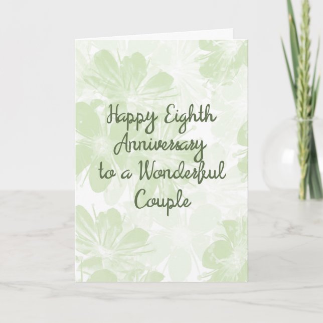 Carte 8ème anniversaire de mariage Fleurs vertes (Devant)