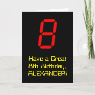Carte 8ème anniversaire : Rouge Digital Horloge Style "8