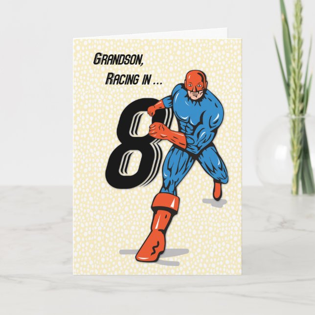Carte 8ème super héros d'anniversaire de petit-fils (Devant)