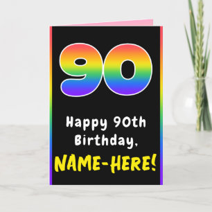 Carte 90e anniversaire : Arc-en-ciel coloré # 90, Nom pe