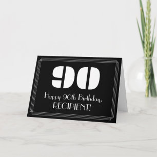 Carte 90e anniversaire : Art Déco Inspiré Look "90" & No