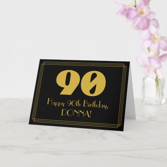 Carte 90e anniversaire : Art Déco Inspiré Look "90" & No (Orchidée)
