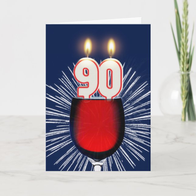 Carte 90e anniversaire avec vin et bougies (Devant)