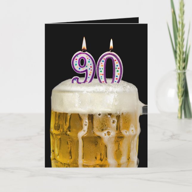 Carte 90e anniversaire Bière sur noir (Devant)