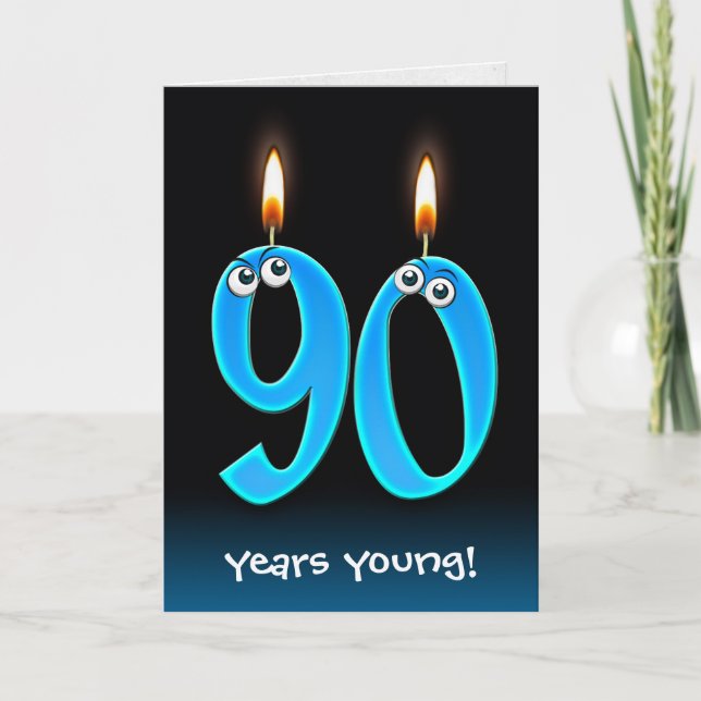 Carte 90e anniversaire bougies avec boules d'yeux (Devant)